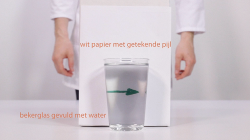 Video Kenmerken van een beeld door een lens: wat zie je wanneer je door een bekerglas gevuld met water naar een pijl kijkt? - Natuurwetenschappen 2de graad