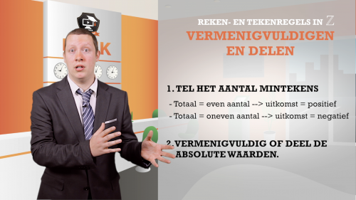 Video Reken- en tekenregels - vermenigvuldigen en delen in Z - Wiskunde 1ste graad A