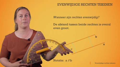 Video Evenwijdige rechten tekenen met een geodriehoek - Wiskunde 1ste graad B